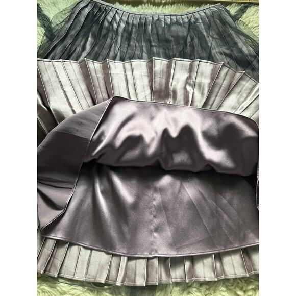St. John evening Collection Pleated Metallic Skirt pink black tutu knee sz 8 - Picture 11 of 16